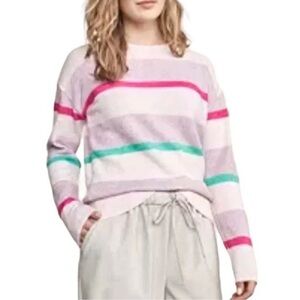 Elizabeth and James Bright Lights Soft Cozy Light Pink Stripe Sweater Size S EUC